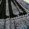 Black & Orange Geometry Printed Cotton Mulmul Saree With Pompom Lace