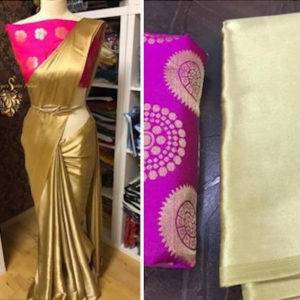 Solid Satin Saree with Brocade Blouse
