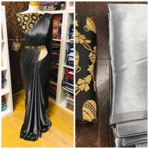 Solid Satin Saree with Brocade Blouse