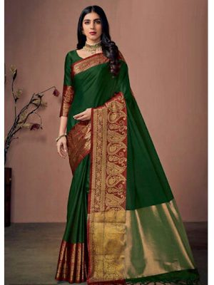 Green Cotton Silk Saree