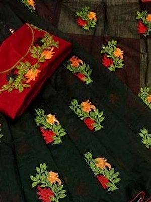 Heavy Chanderi Cotton Embroidered Saree