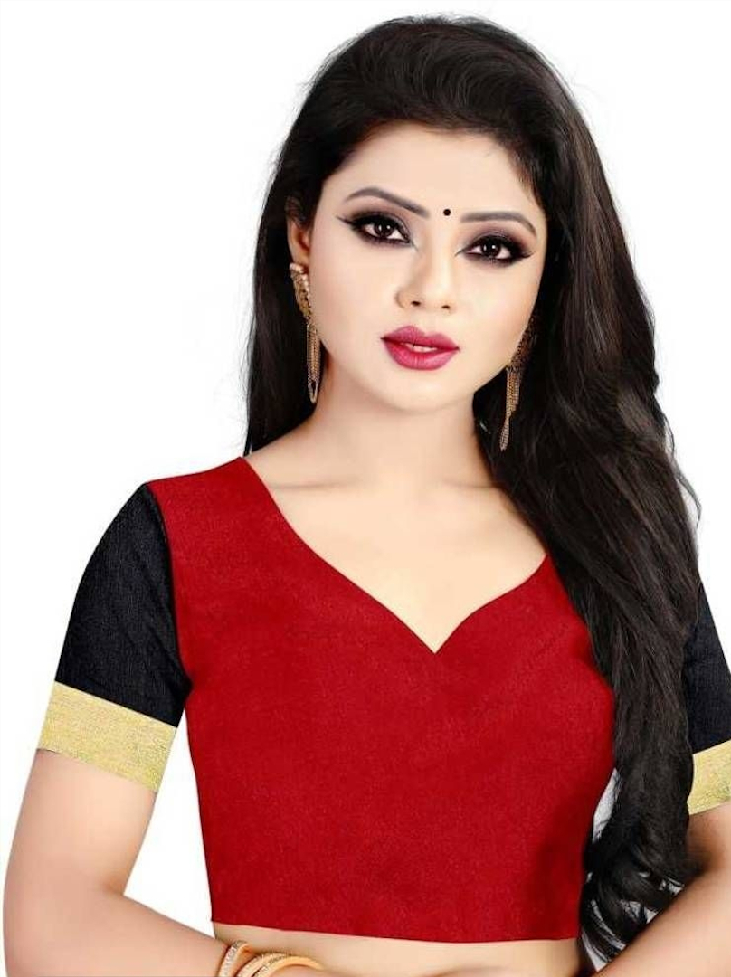 Women's Red Cotton Silk Woven Design Daily Wear Saree with Blouse piece