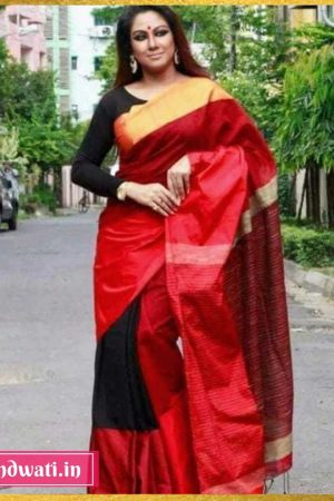 Handloom Cotton Silk Striped Pallu Sari