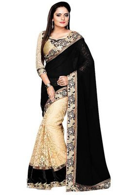 Black Embellished Saree with Blouse Piece