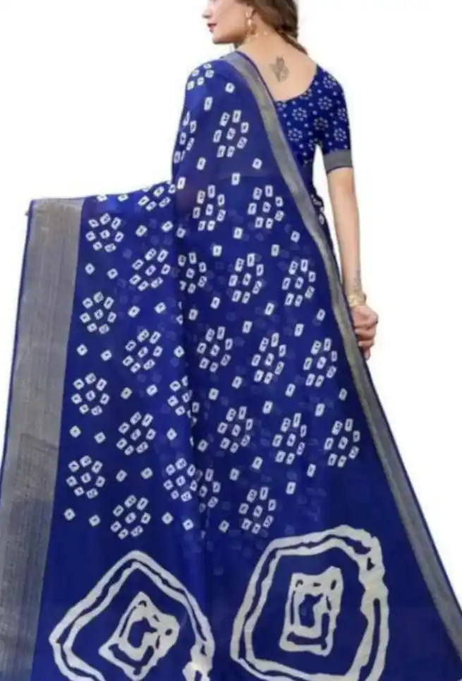 Rama Cotton Silk Woven Bandhani Saree