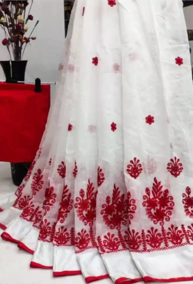 Chanderi Cotton Embroidered Saree