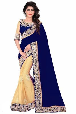 Georgette Latest Designer Embroidered Saree with Blouse