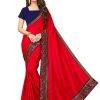 Red Solid Sana Silk Saree with Blouse Piece