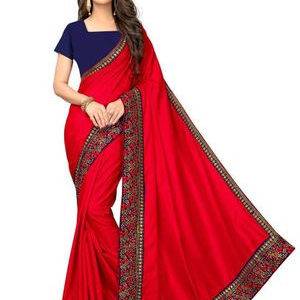 Red Sana Silk Saree with Blouse Piece