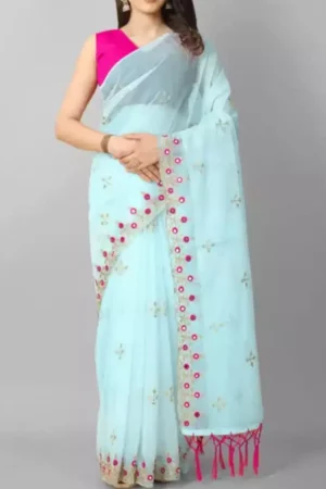 Janhvi Kapoor Designer Net Embroidered Saree