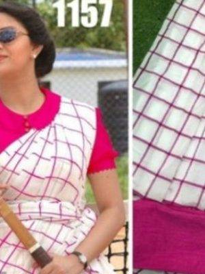 Bollywood Style Checkered Cotton Silk Saree
