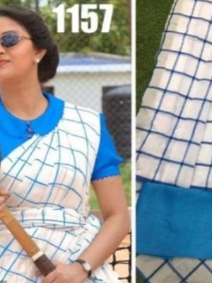Bollywood Style Checkered Cotton Silk Saree