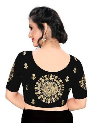 Black Silk Blend Embroidered Blouse