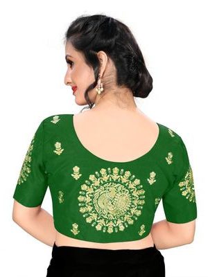 Green Silk Blend Embroidered Blouse