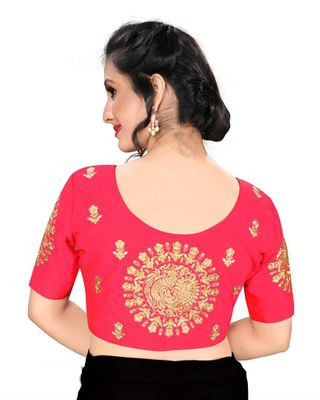 Peach Silk Blend Embroidered Blouse | Trendwati.in