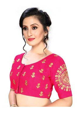 Pink Silk Blend Embroidered Blouse | trendwati