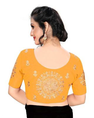 Yellow Silk Blend Embroidered Blouse | trendwati