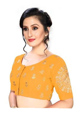 Yellow Silk Blend Embroidered Blouse