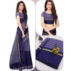 Blue Cotton Saree