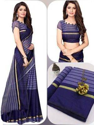 Blue Cotton Saree