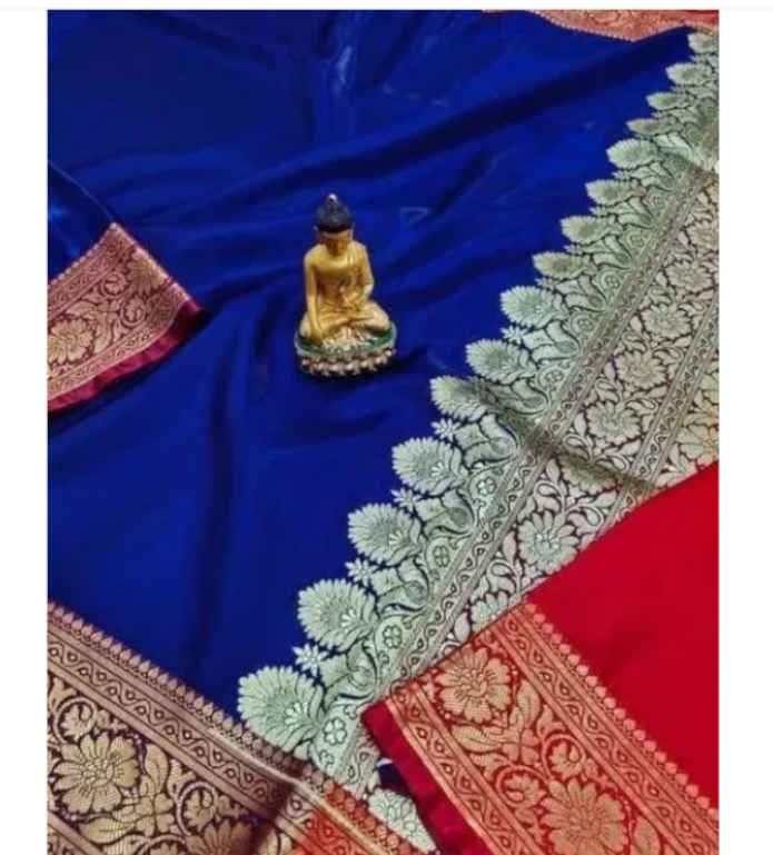 Buy Navy Blue Silk Saree Embroidered Floral Border Online