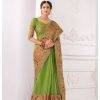 Green Cotton Silk Banarasi Silk Saree with Blouse Piece