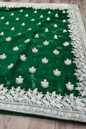 Green Embroidery Georgette Saree