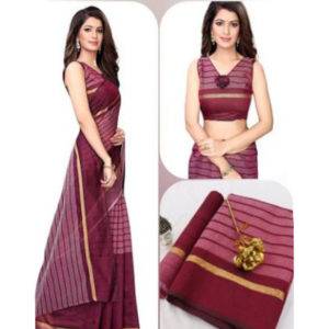 Maroon Cotton Saree