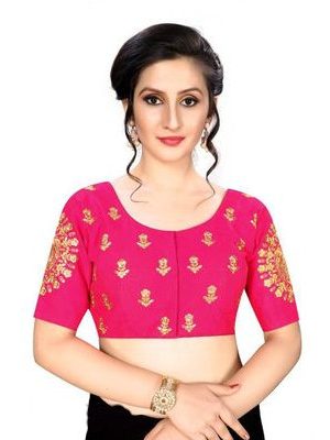 Pink Silk Blend Embroidered Blouse