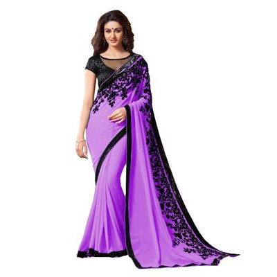 latest-purple-embroidery-georgette-saree-with-blouse