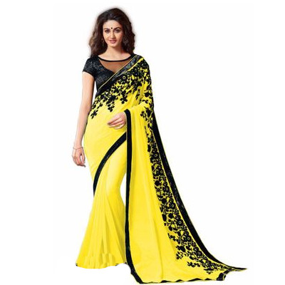 yellow-embroidery-georgette-saree