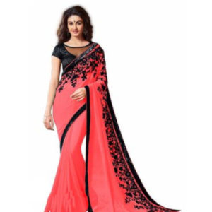 Red Embroidery Georgette Saree