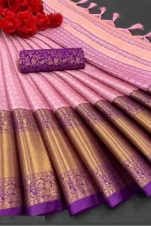 Pink Purple Chanderi Silk Saree