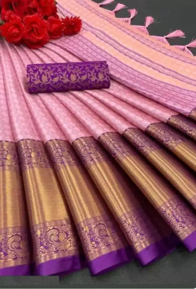 Purple Pink Chanderi Silk Saree