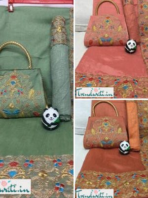 Designer Art Silk Embroidered Sarees with Matching Bag