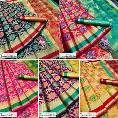 New Woven Design Floral Motif Panetar Silk Sarees