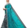 Green and Grey Sana Silk Embroidered Saree with Blouse