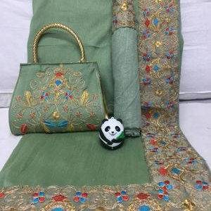 Designer Art Silk Embroidered Sarees with Matching Bag