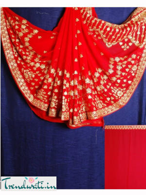 Bridal Red Embroidered Georgette Saree