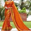 Bridal Orange Designer Paithani Poly Silk Jacquard Party wear Saree