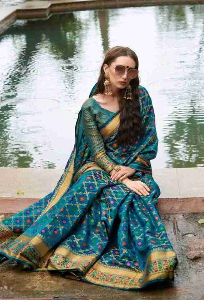 Bridal Blue Designer Paithani Poly Silk Jacquard Party wear Saree