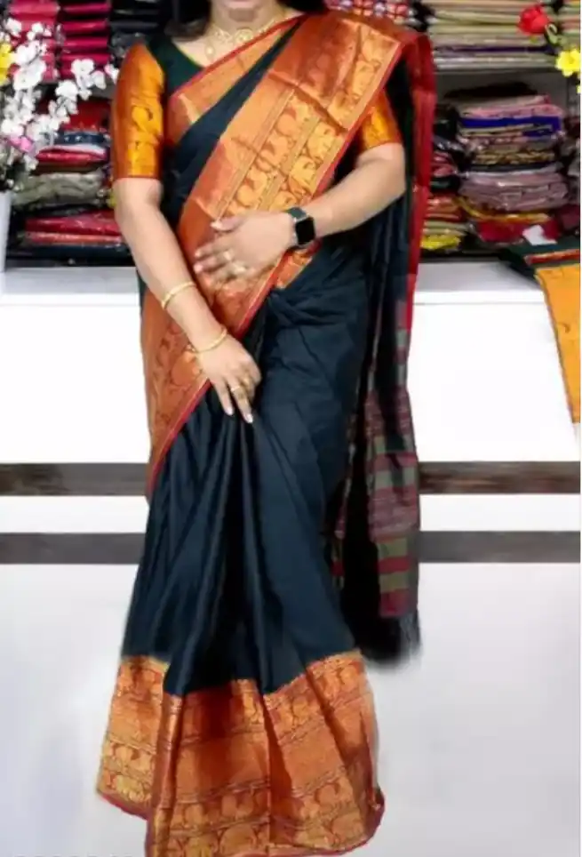 Attractive Black Banarasi Silk Women's Saree