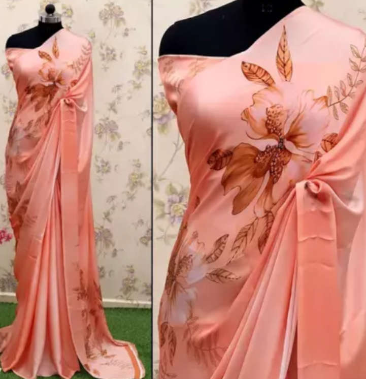 Buy Pink Floral Crepe Saree Online