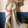Bridal Georgette Silk Floral Embroidered Lace Party wear Saree