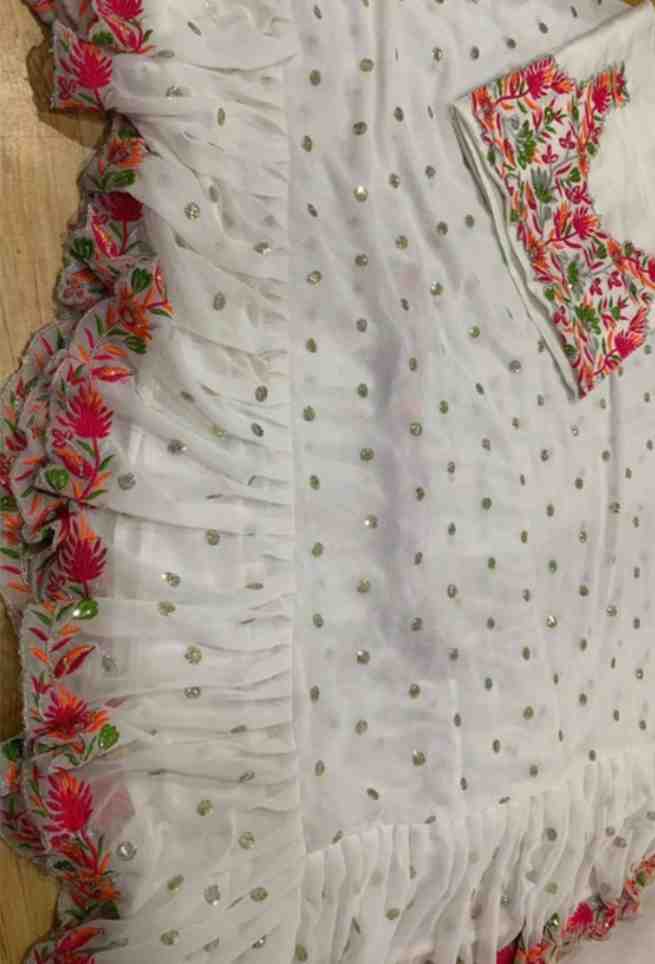Sonakshi Sinha Embroidered Ruffle Georgette Saree