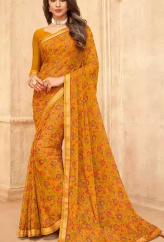 Buy Multi-Color Chiffon Floral Printed Sarees Online