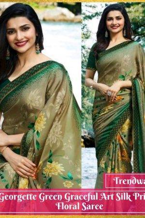Prachi Desai Georgette Green Graceful Art Silk Printed Floral Saree