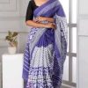 Purple Dotted Style Cotton Mulmul Printed Saree