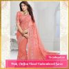 Pink Chiffon Floral Embroidered Saree