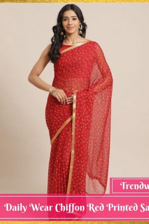 Daily Wear Chiffon Red Printed Saree